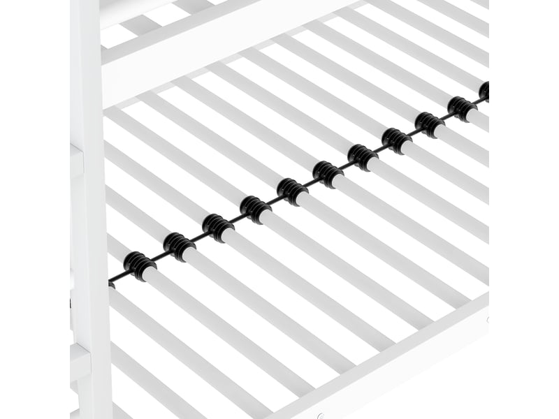 Lit superposé triple 90 x 200 cm en métal blanc, avec garde-corps et échelle fixe pour chambre partagée - Conforama R