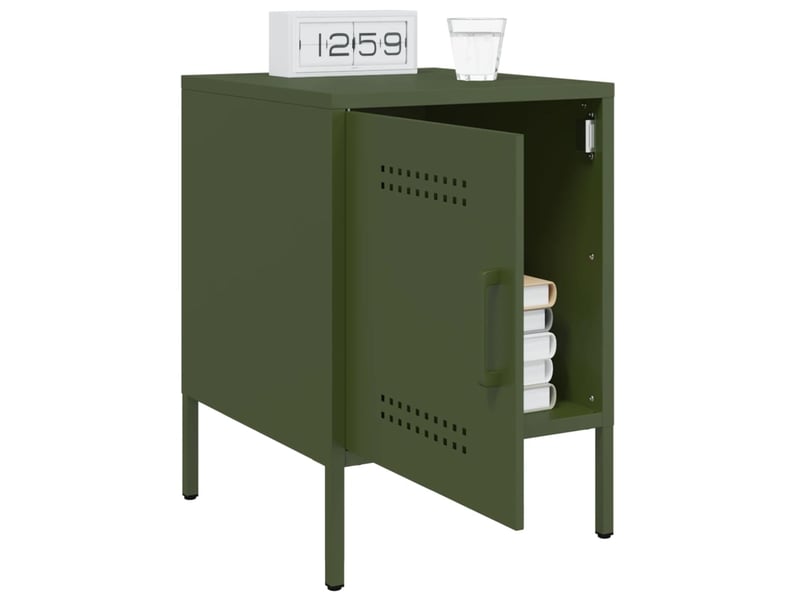  Table de chevet - cabinet de chevet - table de nuit vert olive 36x39x50,5 cm acier  - Conforama D