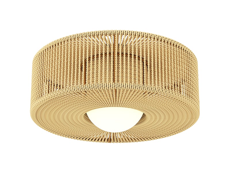  Plafonnier led bohème 20w 3000k avec abat-jour en corde de lin pour chambre, salon, cuisine, salle à manger, marron  - Conforama B
