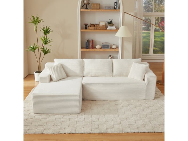 Canapé modulaire 3 places avec configuration flexible et coussins amovibles pour salon en mousse avec ressorts blanc - Conforama E