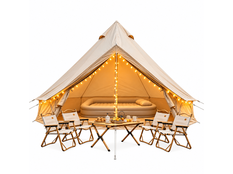  Tente cloche oxford beige 4 saisons 3-4 personnes, 9,8 ft, avec sortie pour poêle  - Conforama A