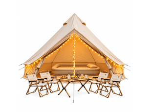 Tente cloche oxford beige 4 saisons 3-4 personnes, 9,8 ft, avec sortie pour poêle