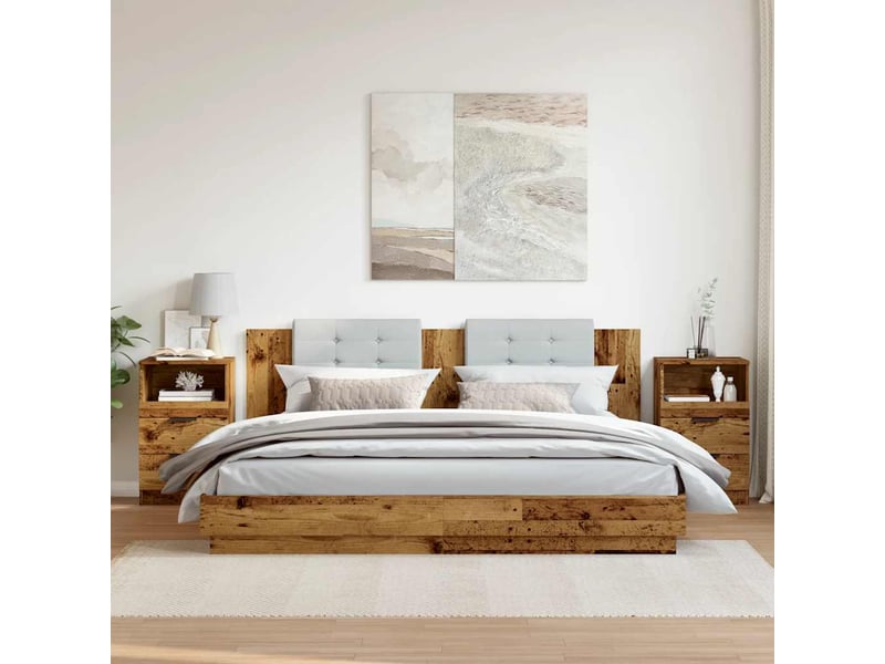  Vidaxl tables de chevet 2 pcs vieux bois ingénierie meuble rangement 40x36x65 cm chambre salon  - Conforama D