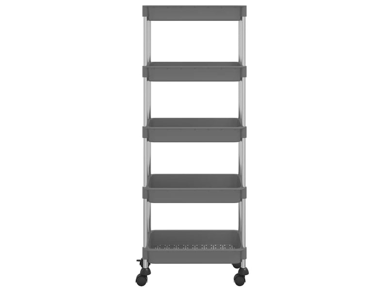  Desserte de cuisine, chariot de rangement 5 niveaux gris 42x29x128 cm fer et abs  - Conforama C