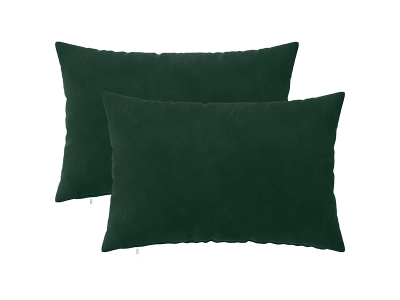  Lot de 2 coussins avec oreiller, coussins décoratifs heerlen vert foncé velours cf50653  - Conforama A