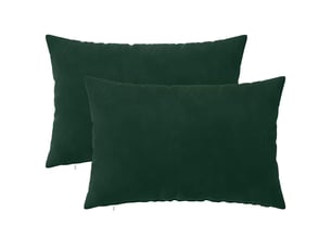 Lot de 2 coussins avec oreiller, coussins décoratifs heerlen vert foncé velours cf50653