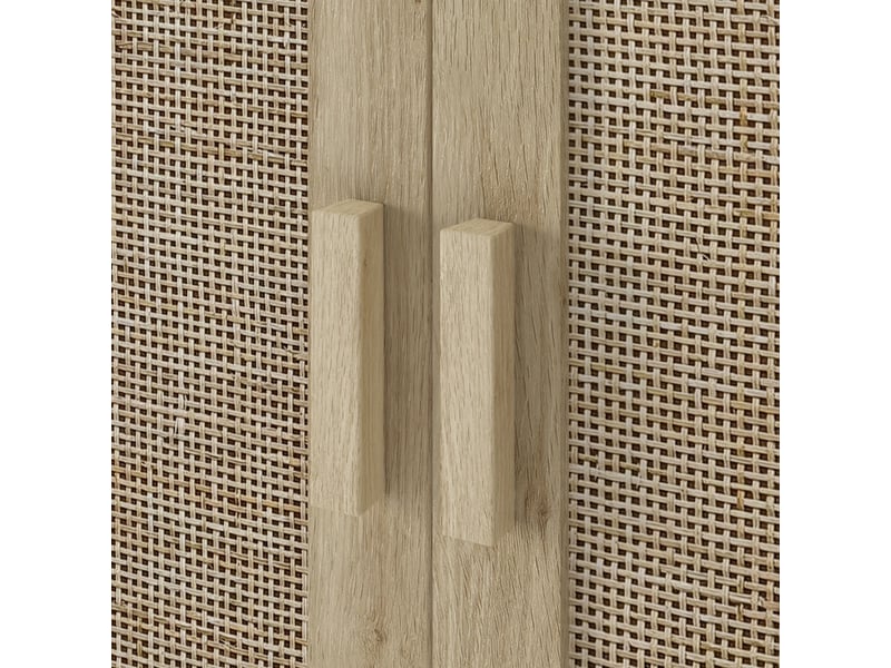  Armoire de rangement en rotin à deux portes de 80 cm, idéale pour le salon, la salle à manger ou l'entrée, marron  - Conforama E