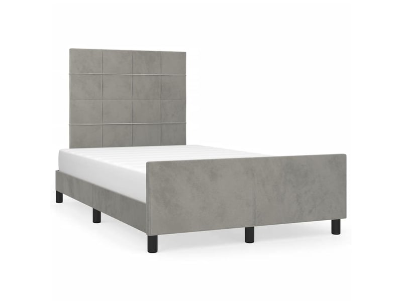  Lit double- lit adulte -  cadre de lit sans matelas gris clair 120x190 cm velours  - Conforama A