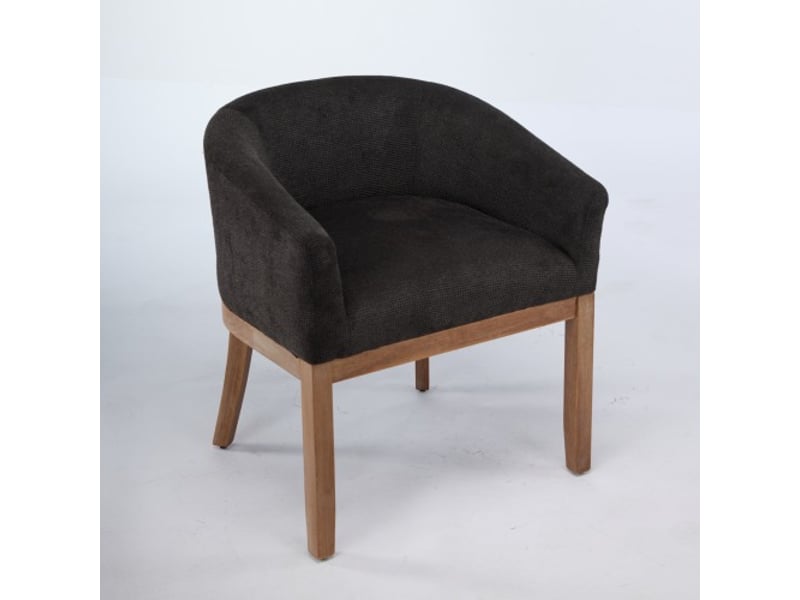  Chaises tonneau rembourrées avec accoudoirs style mid-century lin champêtre cadre bois naturel gris charbon 19 po  - Conforama A
