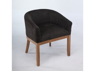 Chaises tonneau rembourrées avec accoudoirs style mid-century lin champêtre cadre bois naturel gris charbon 19 po