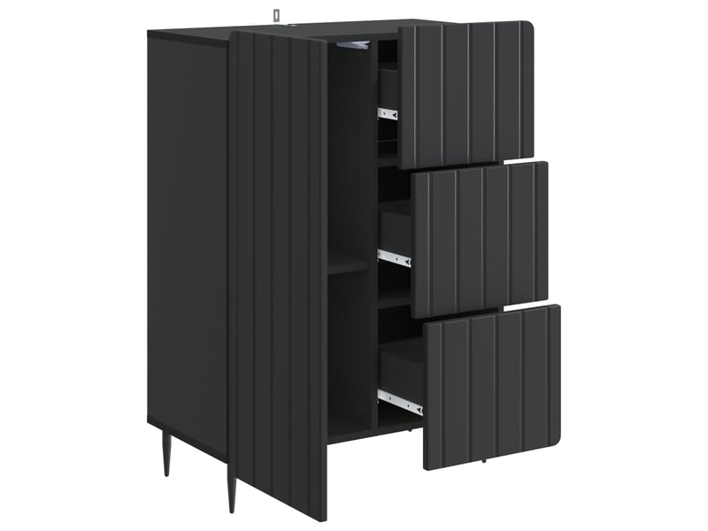  Buffet - bahut - meuble de rangement noir 66 x 34,5 x 91,5 cm bois d'ingénierie  - Conforama E
