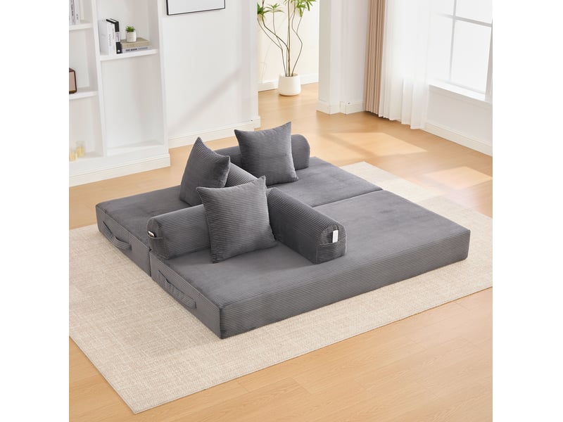  Canapé modulaire 200 x 94 x 67 cm – gris foncé – 3 places, livré compressé pour salon moderne  - Conforama B