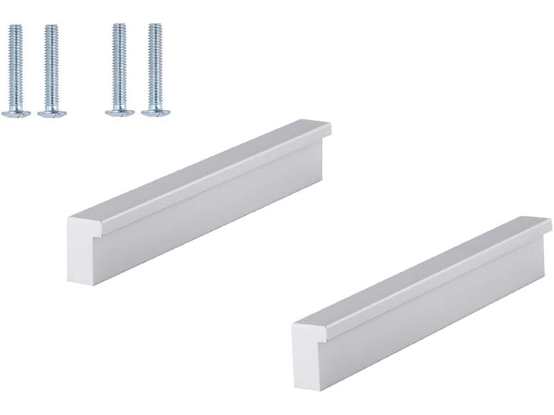 Paire de poignées de barre en aluminium argenté, poignées pour meubles de cuisine et tiroirs  - Conforama A