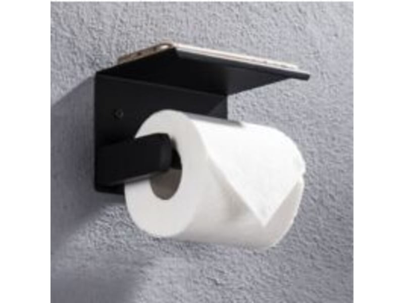  Porte-papier hygiénique, porte-papier hygiénique mural, avec support de rangement pour téléphone portable (noir)  - Conforama B