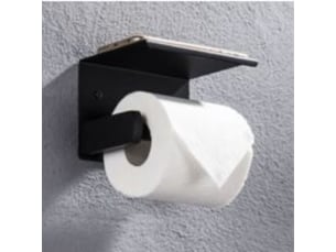 Porte-papier hygiénique, porte-papier hygiénique mural, avec support de rangement pour téléphone portable (noir)
