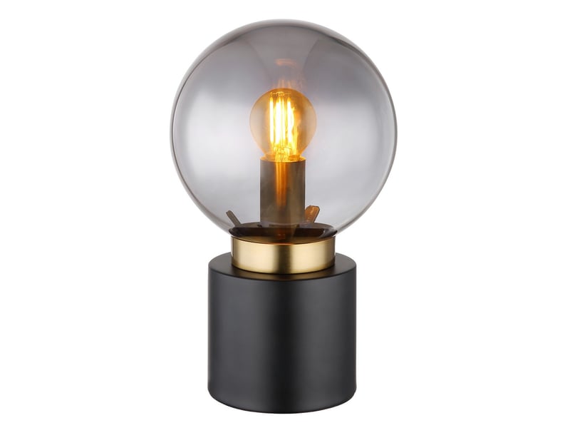  Globo marka lampe de table globe, abat-jour en verre fumé noir mat doré, 1 culot e14  - Conforama A