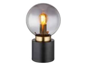 Globo marka lampe de table globe, abat-jour en verre fumé noir mat doré, 1 culot e14