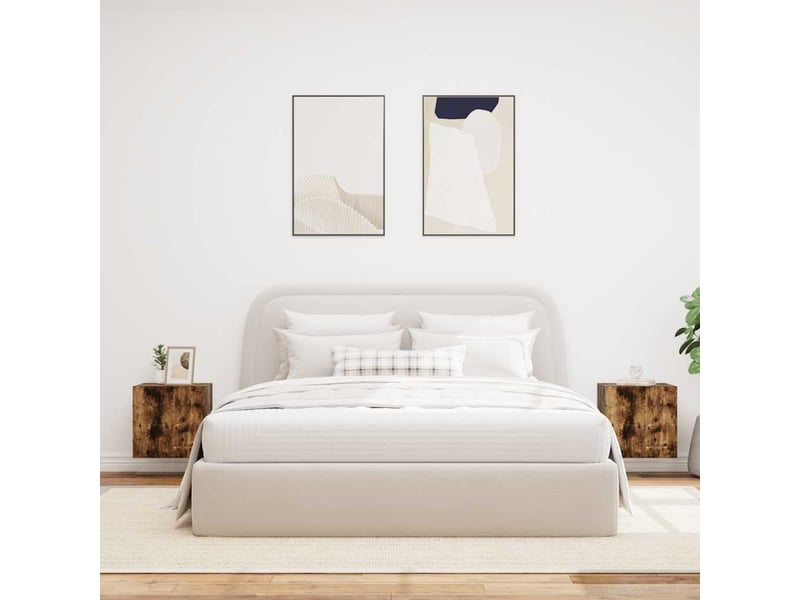  Lot de 2 meuble tv mural avec lumières led chêne fumé 40,5x35x40 cm  - Conforama D