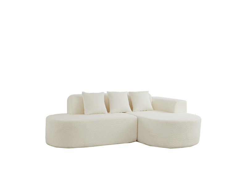 Canapé d’angle 3 places en tissu chenille crème - Conforama D