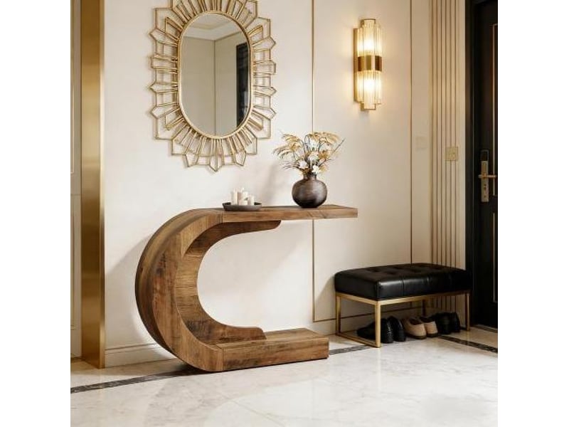 Console 110 x 35 x 75 cm en bois composite marron rustique chicfurn - Conforama B