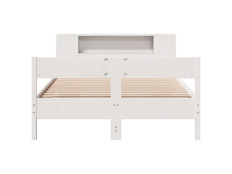  Lit double- lit adulte -  lit bibliothèque sans matelas blanc 150x200 cm bois pin massif  - Conforama C