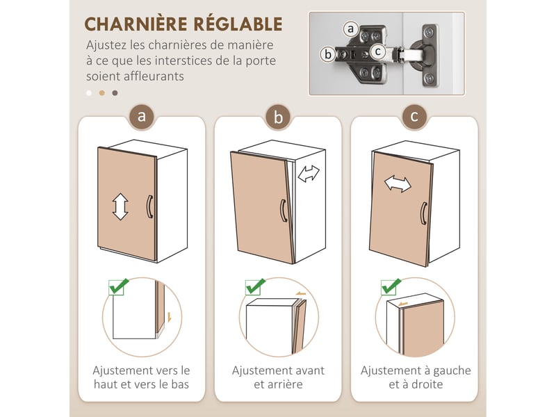  Buffet haut armoire de cuisine 4 portes 2 placards et 1 tiroir central hauteur 180 cm avec 2 réglables étagères blanc  - Conforama R