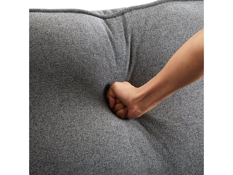  Canapé 4 places - 2 porte gobelets - port usb - poches latérales - 4 coussins inclus - tissu aspect lin - style moderne - gris foncé  - Conforama E
