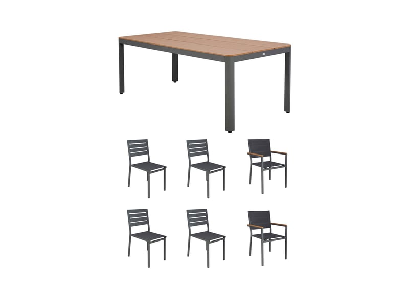  Ensemble table de jardin + 4 chaises + 2 fauteuils gris- mimizan  - Conforama A