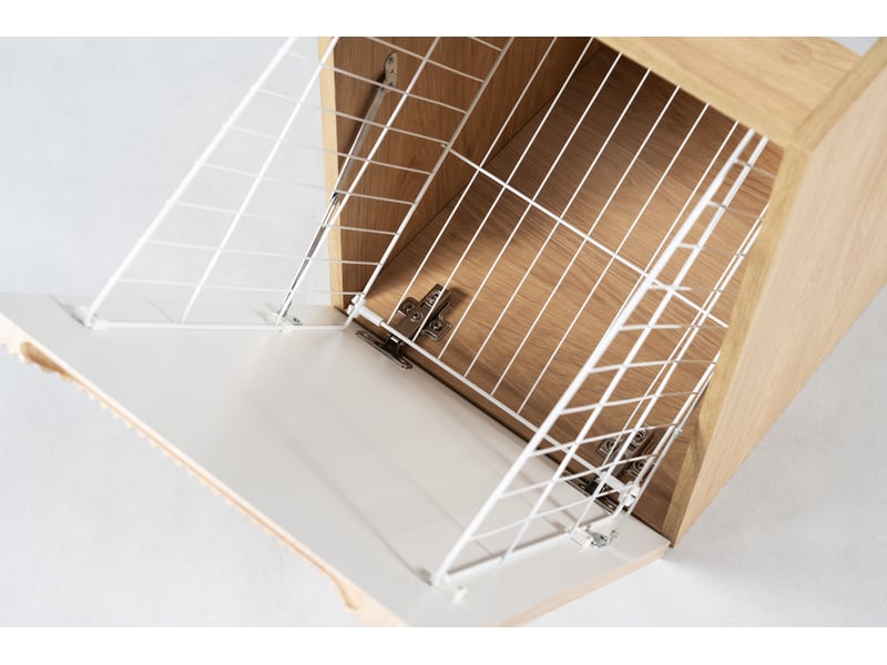  Meuble sous vasque suspendu avec panier à linge 2t novo l.100 cm effet chêne hikora  - Conforama W