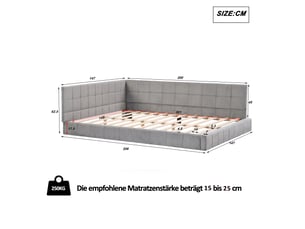 Lit banquette 140x200 cm coloris gris
