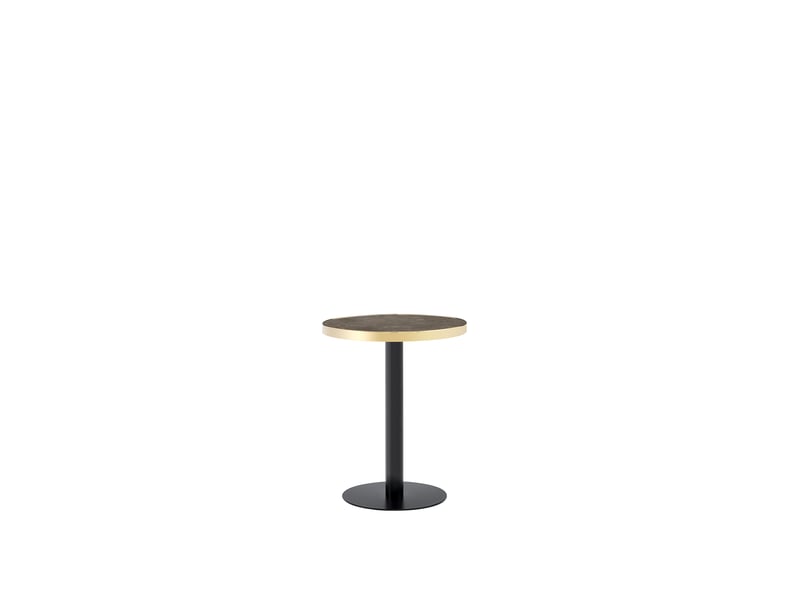  Table d’appoint ronde moderne, plateau effet marbre bord doré, structure en métal noirdoré  - Conforama A