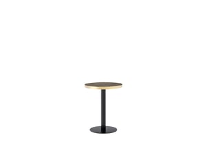 Table d’appoint ronde moderne, plateau effet marbre bord doré, structure en métal noirdoré