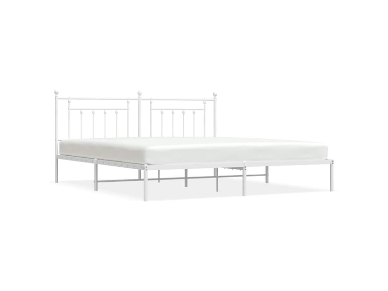  Lit double- lit adulte -  cadre de lit métal sans matelas et tête de lit blanc 200x200 cm  - Conforama A