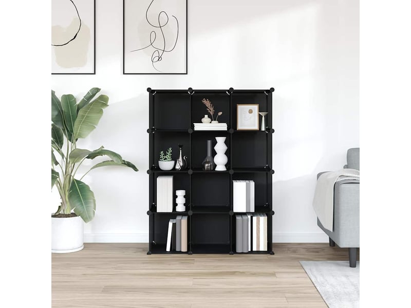  Cubes de rangement 12 pcs noir pp  - Conforama C