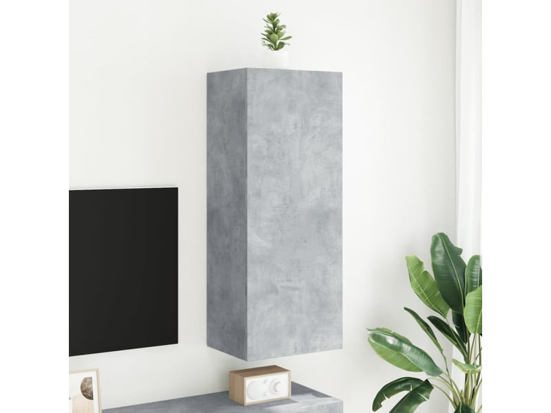  Meuble tv - banc tv - meuble de rangement mural gris béton 40,5x30x102 cm bois d'ingénierie  - Conforama C