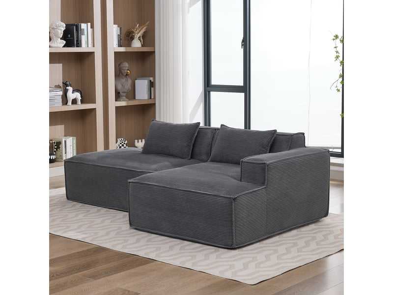  Canapé 3 places en tissu avec 2 coussins, assise ressorts ensachés et mousse haute densité, design épuré  - Conforama W