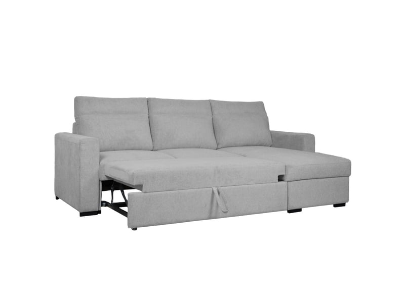 Canapé d'angle réversible solaro convertible avec coffre en tissu - gris clair SOLARO - Conforama B