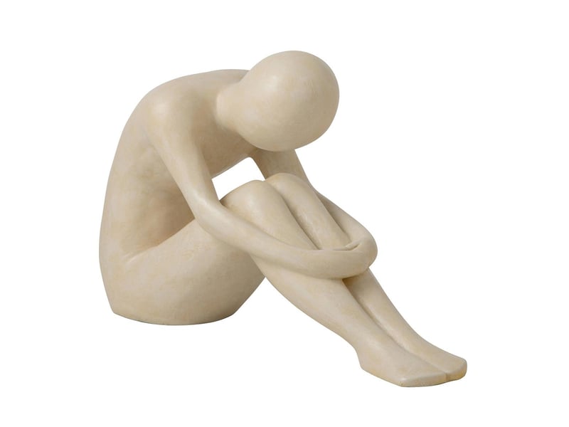  Statuette homme assis emile 60cm blanc cassé  - Conforama A