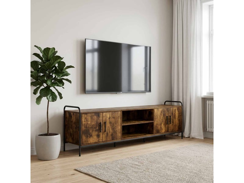  Meuble tv, banc tv 167,5x33x50 cm chêne fumé bois d'ingénierie  - Conforama B