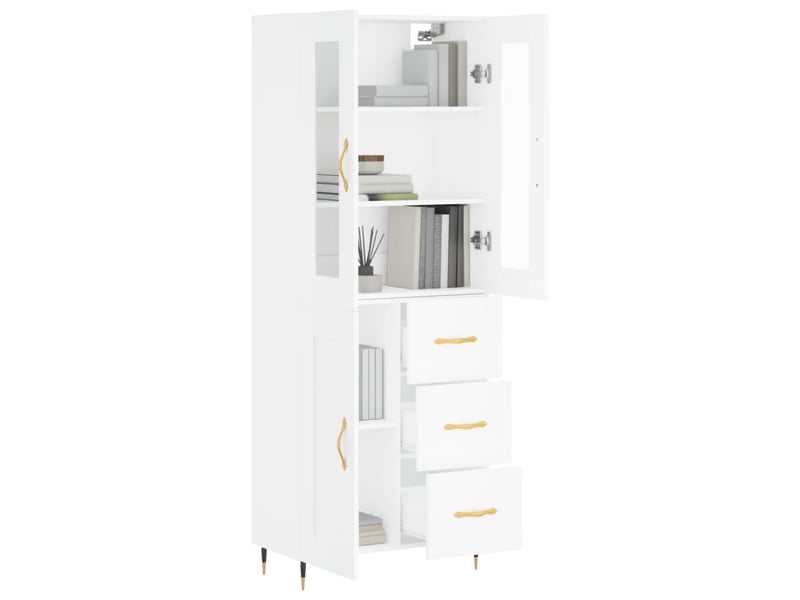  Buffet haut - bahut - meuble de rangement blanc 69,5x34x180 cm bois d'ingénierie  - Conforama C