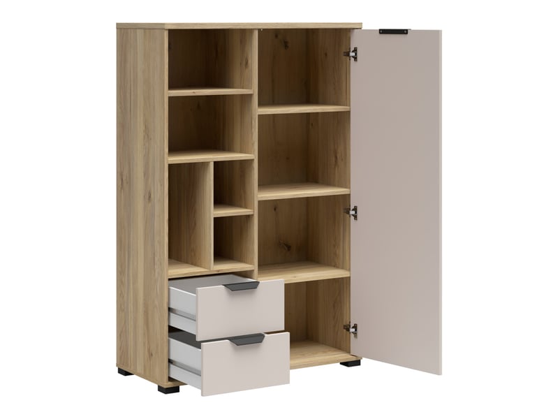  Bibliothèque avec 2 tiroirs et 1 porte coloris chêne mauvellacachemire - longueur 90 x profondeur 40 x hauteur 137,5 cm  - Conforama C