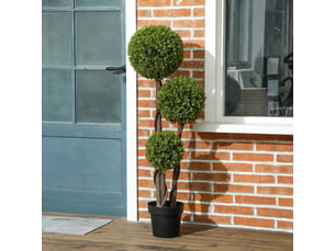 Buis artificiel 90 cm en pot, plante décorative avec protection uv, vert clair, intérieur extérieur