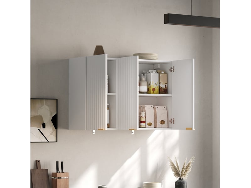  Armoire mural de cuisine 90x29x60 cm en mdf blanc à 3 portes  - Conforama B