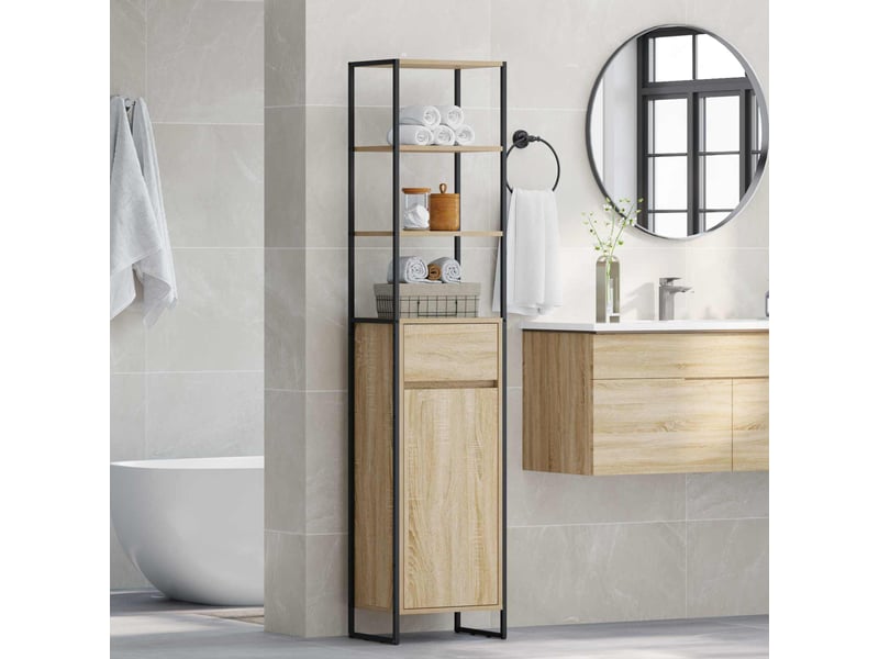  Cabinet de salle de bain sonoma 40x30x180 cm  - Conforama D