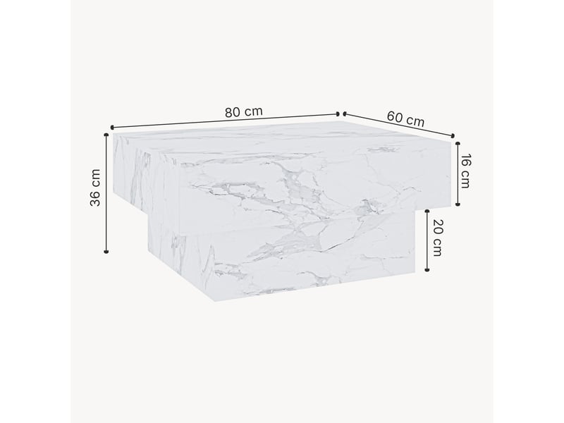 Table basse extensible lens 80 x 60 x 36 cm effet marbre blanc [en.casa]  - Conforama E