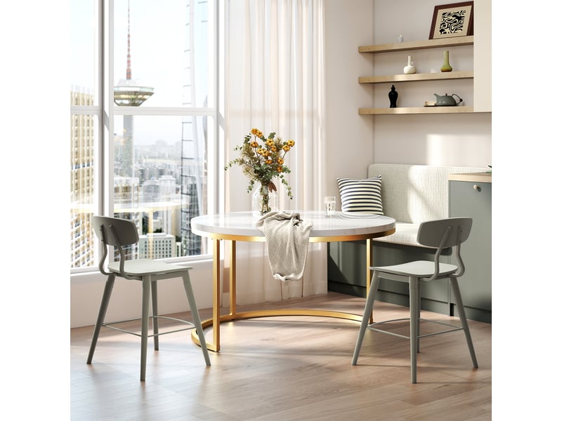  Table basse gigogne 2 pièces effet marbre blanc doré mdf structure métal cravdom  - Conforama E