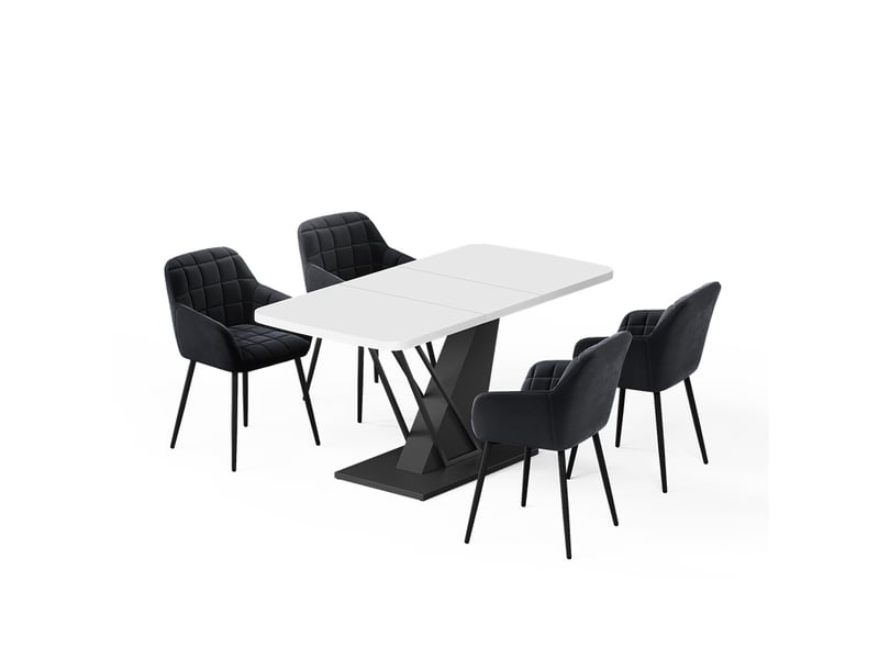  Vicco ensemble de table à manger, blancnoir, 120x80cm avec 4 chaises de salle à manger  - Conforama A