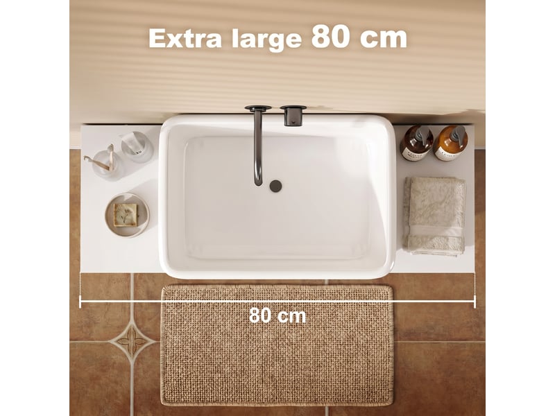 Meuble sous lavabo, meuble de salle de bain avec 2 tiroirs, 80 x 30 x 60 cm, style moderne, blanc - Conforama E