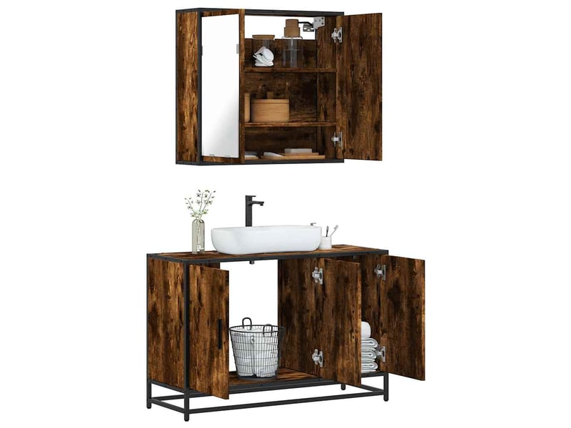 Ensemble de meubles de salle de bain 2 pcs chêne fumé cf63581 - Conforama B