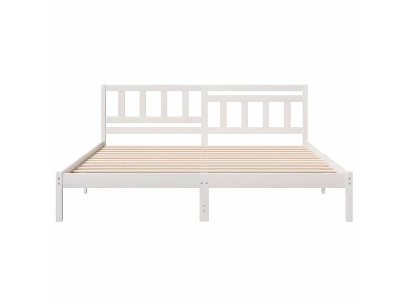  Lit double- lit adulte -  cadre de lit avec tête de lit blanc 180 x 200 cm pin massif  - Conforama C